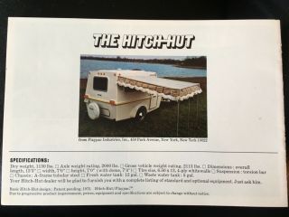 1972 Playpac “hitch - Hut” Mini Egg Fiberglass Travel Trailer Brochure