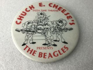 Vintage Chuck E Cheese Pin " The Beagles " The Beatles Tribute