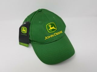 John Deere Mens Embroidered Hat Adjustable Green Staples Promotional Item Nwt
