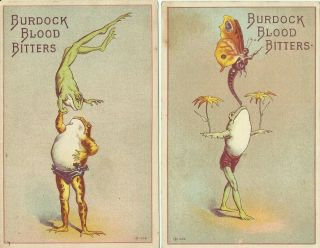 Grantsville Md Quackery Anthropomorphic Frogs Burdock Blood Bitters Trade Card