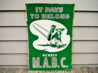 Vintage Michigan Breeders Sign Cow Farm Seed Feed M.  A.  B.  C Calf Sign Nr