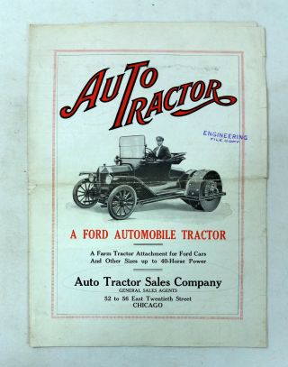 Vintage Brochure 1915 - 16 Ford Auto Tractor Print Ad Farm Tractor Attachment 205