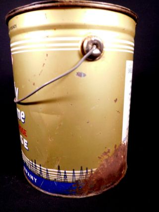 large vintage SKELLY SUPREME GREASE empty metal can with bail - Oil Wells 4