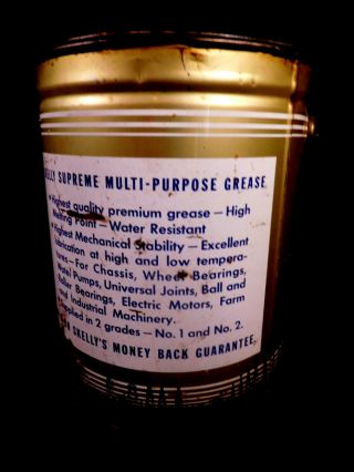 large vintage SKELLY SUPREME GREASE empty metal can with bail - Oil Wells 6