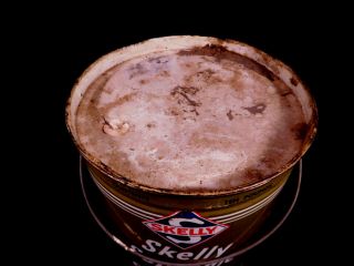 large vintage SKELLY SUPREME GREASE empty metal can with bail - Oil Wells 8