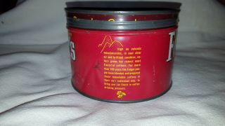 1950s Metal Red Round Folger’s Coffee Can with Lid Vintage 2