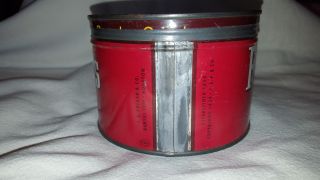 1950s Metal Red Round Folger’s Coffee Can with Lid Vintage 4