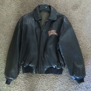 Vintage Planet Hollywood Leather Jacket Large Reversable Bomber Style
