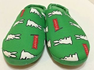 Mens Slippers Size (m) 9/10 Molson Pilsner Green With White Rabbit Collectible