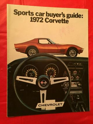 1972 Chevrolet " Corvette " Dealer Car Sales Brochure