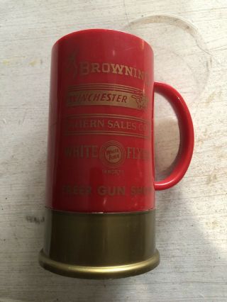Vintage Red Shotgun Shell Bullet Plastic Cup Mug