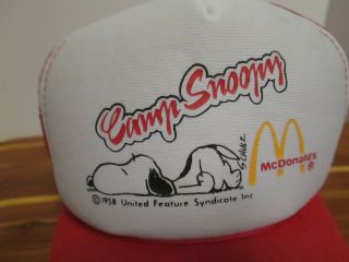 Vintage 1958 CAMP SNOOPY McDONALD ' S HAT - Red - Adjustable Mesh Back - RARE FIND 3