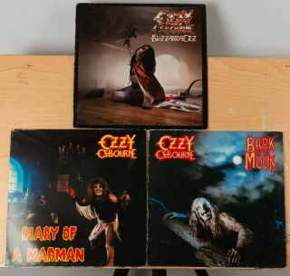 Ozzy Ozbourne Blizzard Of Ozz,  Diary Of A Madman,  Bark At The Moon.  Vinyl.