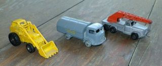 3 Matchbox Lesney Cars No 38 Karrier Refuse Collector 24 Dozer 30 Crane Truck Cn