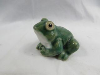 Vintage Green Glazed Majolica Style Small Frog Figurine
