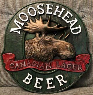 Vintage Moosehead Canadian Lager Beer Resin Sign 3d 13 " X14 " Canada Bar Man Cave