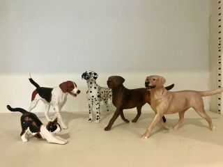 Breyer Companion Animals - Calico Cat,  Dalmation,  English Foxhound,  Labradors