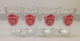 Set Of 4 Grain Belt Beer 16oz Pint Glasses 125 Years