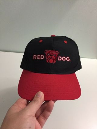 Vintage 90s Red Dog Beer Hat Snap Back Adjustable Red Black Bull Dog 100 Cotton