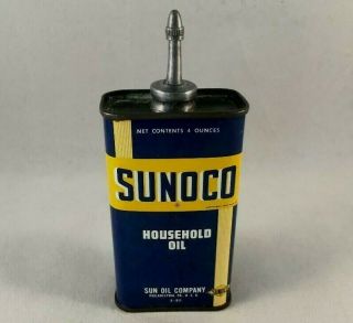 Vintage Sunoco Household Oil Handy Oiler Lead Top Rare Old Advertising Gas Can