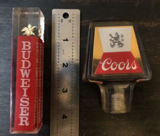 Set Of 2 Vintage 1970’s Bar Tap Handles,  Coors & Budweiser,  EUC 5