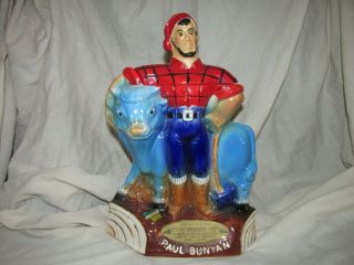 Vintage 1971 Empty Old Mr.  Boston’s Paul Bunyan And Babe The Blue Ox Decanter