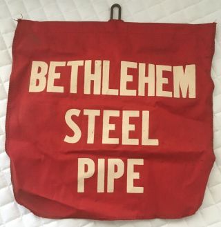 Vintage Bethlehem Steel Pipe Truck Flag Safety Banner Sign 12 " X 12 "