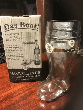 Warsteiner Das Boot 1 Liter German Glass Beer Boot Mug St.  Patrick Day Barware