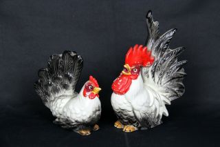 Vintage Farmhouse Rooster & Chicken Country Ceramic Decor Made In Japan 1950 