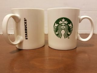 2 Starbucks 2014 14oz Coffee Mug Green Mermaid Print Ceramic Mugs Rare