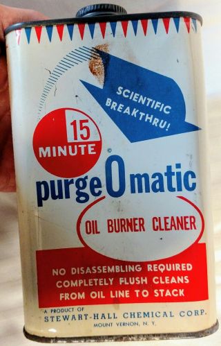 Vintage Purge O Matic Oil Burner Cleaner Tin