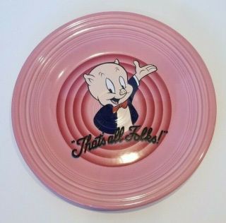 Fiesta Pink Looney Tunes Porky Pig 10.  5 " Plate Homer Laughlin China