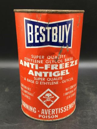 Rare Vintage 1970’s Best Buy Anti - Freeze Imperial Quart Can