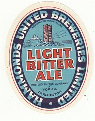 British Beer Label.  Hammond United,  York & Darlington
