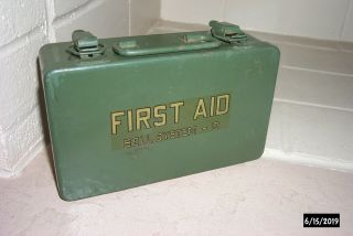 Vintage Bell System D First Aid Kit Appears Fully Complete - Vg