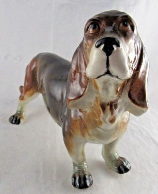 Vintage Bassett Hound Dog Figurine Male Porcelain 6.  5 X 10 Long Large