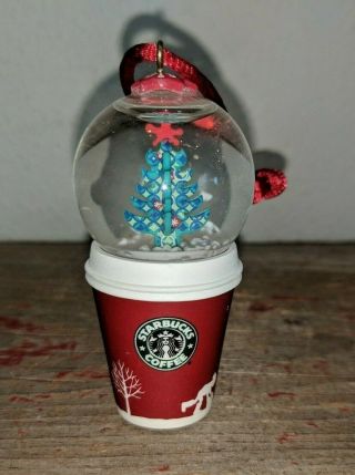 Starbucks 2006 Holiday Snow Globe Red Coffee Cup Christmas Ornament Tree Rare