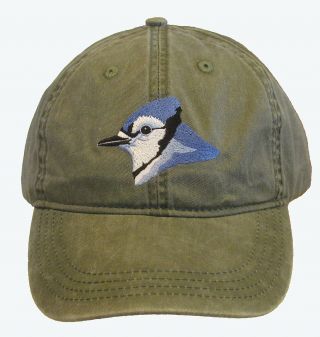 Blue Jay Embroidered Cotton Cap Hat Bird