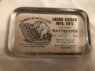 Antique Jacob Kaiser Mfg Elephant Mattress C St Louis Mo Advertising Paperweight