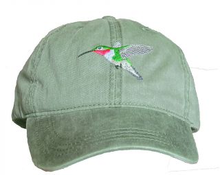 Broad - Tailed Hummingbird Embroidered Cotton Cap Hat Bird