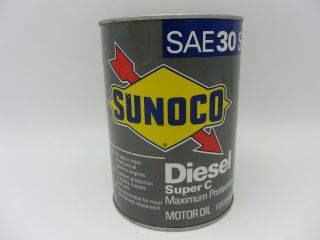 Vintage Full 1 Quart Sunoco C Diesel Motor Oil Cardboard Can Lubricant