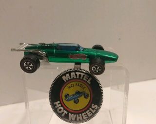 Hot Wheels Vintage Redline 1969 Indy Eagle With Button - Metallic Green