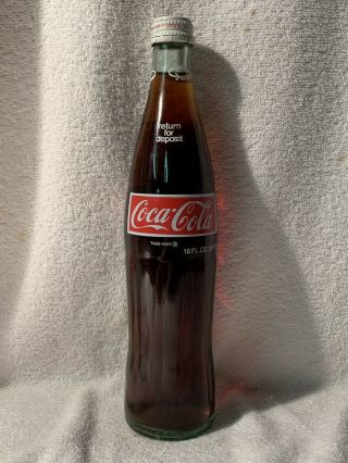 Full 16oz Coca - Cola Acl Soda Bottle Joliet,  Illinois