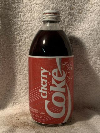 Rare Full 16oz Cherry Coca - Cola Foam Label Soda Bottle