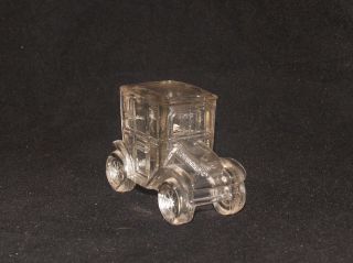 Antique Glass Candy Container Car Automobile Electric Coupe Pat Feb 18 1913