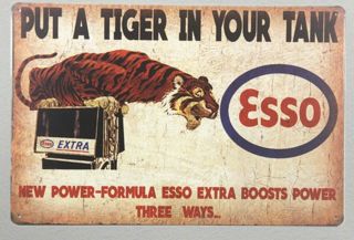 Esso Gas Oil Put A Tiger In Your Tank,  Metal Tin Decorative Garage Sign 12 " X 8 "