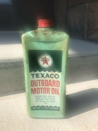 Vintage Texaco Outboard Motor Oil Can Plastic Jug
