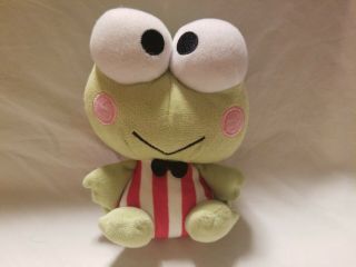 Ty Sanrio Keroppi Plush Stuffed Frog Green Stripe Beanie Baby Hello Kitty Toy 6 "
