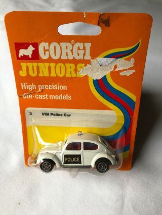 Vintage 1973 Corgi Juniors Volkswagen 1300 Whizzwheels Vw Beetle Police Car