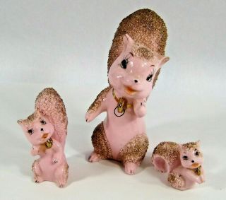 Vtg Pink Gold Spaghetti Squirrels Ceramic Figurine California Creations Bradley